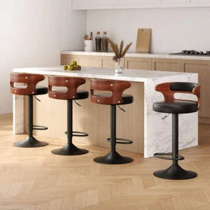 Artiss 4x Bar Stools Gas Lift Faux Leather - Picture 1 of 7
