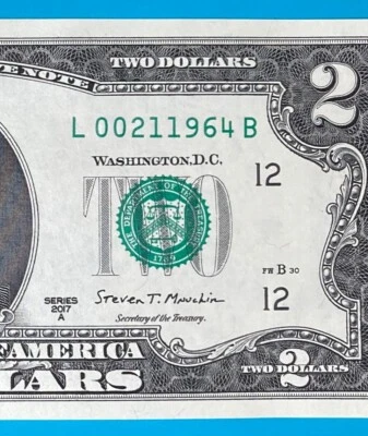 February 1, 1964 / 2 January 1964 L 00211964 B BIRTHDAY $2 Two Dollar Bill   - Image 1 of 3