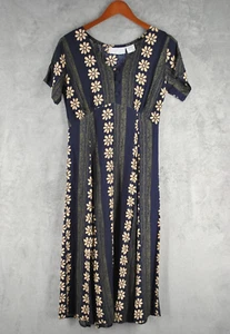 Passports Dress Small Blue Flowers Tunic Short Sleeve Pullover Island Cruise - Picture 1 of 13