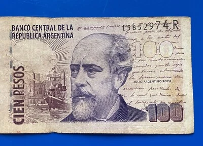 ARGENTINA NOTE 100 PESOS (1999-2002) JULIO ROCA  (SUFFIX R ) P 357 Circulated - Image 1 of 3