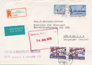 Ungarn 1976 Einschreiben Luftpostbrief von Budapest nach Berlin Deutschland - Bild 1 von 2