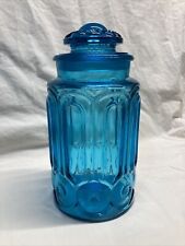 Antique Moon and Stars Canister by LE Smith Colonial Blue Extra Large Jar *READ*
