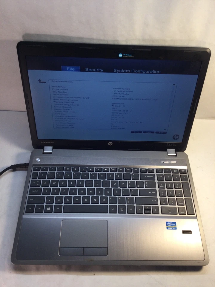 HP ProBook 4540S 15" Laptop Intel Core i3 3rd Gen. -BOOTS TO BIOS -MZ - Image 1 of 4