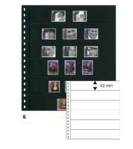 10-LINDNER-06P-Omnia Insertion Sleeves Black 2X 6 Strips Pockets 245X43Mm - Picture 1 of 5