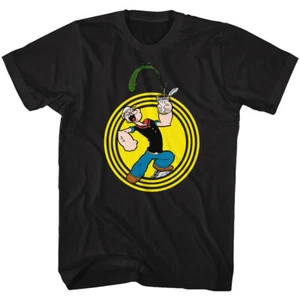 Popeye The Sailor Man Cartoon Popeye Squeezing Spinach Can Men's T Shirt  - Picture 1 of 3