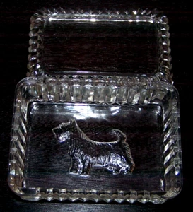 Nice Vintage Clear Glass Terrier Dog Cigarette/Dresser Holder/Box - Picture 1 of 3
