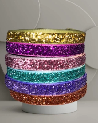 Set #3- 3/8 Metallic Velvet Ribbons 30 Yards- 6 Colors - Image 1 of 2