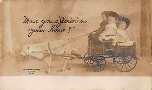 Studebaker Goat Pulling Wagon Children Advertising RPPC Postcard - Picture 1 of 2