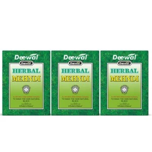 Deewal Herbal Khadi Mehndi for Unisex, 240g - Black (Pack of 3 - Picture 1 of 4