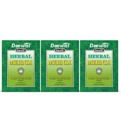 Deewal Herbal Khadi Mehndi for Unisex, 240g - Black (Pack of 3 - Image 1 of 4