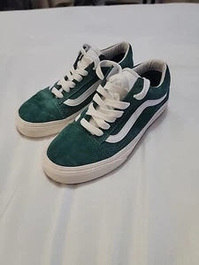 Mens 5 Wmn 6.5- VANS Old Skool Low Top Green Suede Pre-owned In Great Condition - Picture 1 of 12