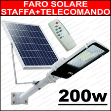 Faro led lampione stradale 200W luce fredda pannello solare staffa crepuscolare