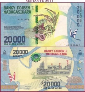MADAGASCAR 20.000 20000 ARIARY 2017  Prefix A P 104 UNC Free shipping from 100$ - Picture 1 of 1