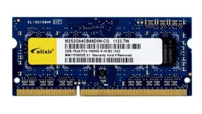 So-Dimm Ddr3 Laptop Ram Elixir 2GB Ddr3 1333mhz Sodimm M2s2g64cb88d5n-Cg - Image 1 of 2