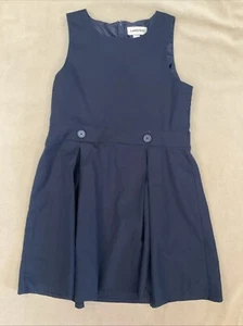 LANDS END Classic Navy Blue Solid School Uniform Jumper Dress 14 Girls - Picture 1 of 4