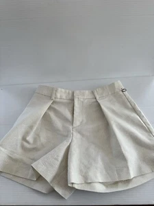 Crosby. Cream Gray Pinstripe Belted Pleated High Waist Paperbag Shorts Size 6 - Picture 1 of 6