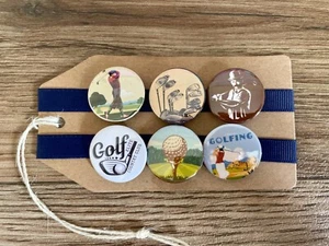 Vintage Golf, Golf Lover, Golf Pro, Golfer - Button Pin Badge Set - Foto 1 di 3