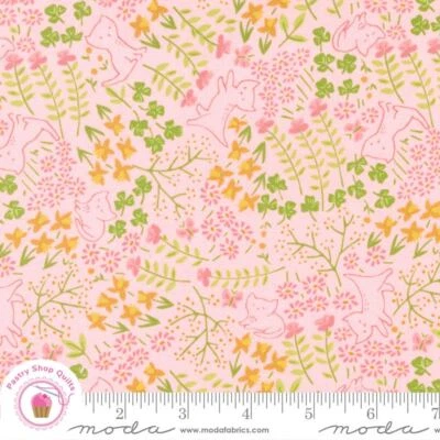 Moda HERE KITTY KITTY 20833 16 Pink floral cats STACY IEST HSU Quilt Fabric - Image 1 of 4