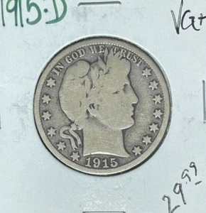 MEDIO DÓLAR DE PLATA BARBERO 1915-D ~ EN MUY BUEN ESTADO+ ~BONITA MONEDA~ - Imagen 1 de 2