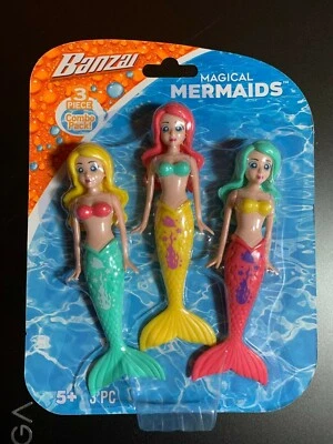 BANZAI MAGICAL MERMAIDS 3 PACK DIVE STICKS SWIMMING POOL TOY NIP KIDS Mermaid - Image 1 of 2