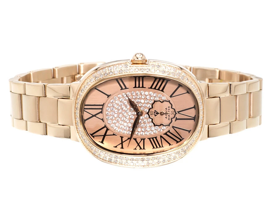 Ladies Aqua Master Swiss Rose Gold Symmetry Genuine (1.0 ct) Diamond Watch W#343 - Image 1 of 4