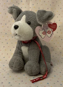 Vintage 2002 Target Gray Valentine Schnauzer Puppy Dog Stuffed Beanbag Plush 5” - Picture 1 of 11