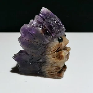 Natural Amethyst Cluster Quartz.Mineral Specimens.Hand-Carved Hedgehog Healing,N - Picture 1 of 8