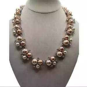 Charter Club Silver-Tone Crystal & Colored Imitation Pearl Burst Collar Necklace - Picture 1 of 4