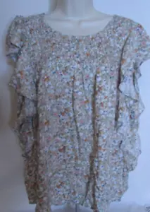 Kori Women's Large Floral Cottage Core Prairie Ruffle Sleeves Blouse - Picture 1 of 8