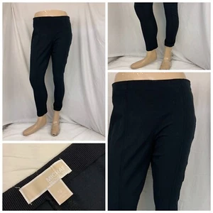 Michael Kors Stretch Pants 12 Black Flat Front Side Zipper YGI Y1-322 - Picture 1 of 11