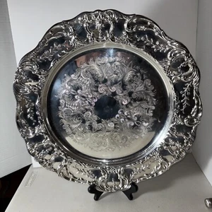 Raro vassoio Grand Victorian by Wallace 1655 placcato argento 15,5". - Foto 1 di 7