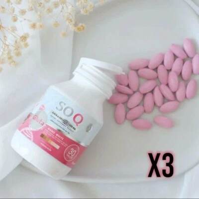 3x30Tablets SOQ Gluta Collagen 1000 mg Anti Aging Whitening Reduces Dark Spots - Image 1 of 4