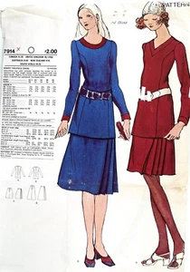 OHNE UMSCHLAG 60er Jahre VOGUE Misses Zweiteiliges Kleid Muster 7914 Größe 14 UNGESCHNITTEN - Bild 1 von 3