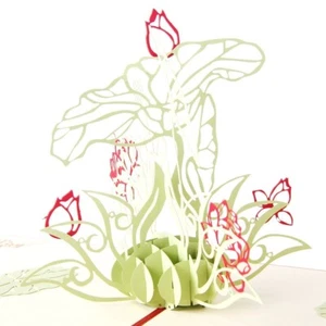 Lotus Flower Handmade 3D Pop Up Thank You Greeting Cards for Birthday Mother Day - Picture 1 of 7