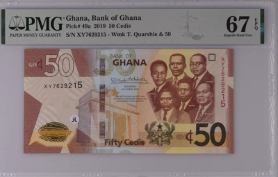 Ghana 50 Cedis 2019 P 49 a Superb Gem UNC PMG 67 EPQ - Image 1 of 3