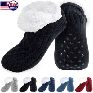 Damen Sherpa Thermo Fleece-gefütterte kuschelige flauschige rutschfeste Hausschuhe Socken 2025 - Bild 1 von 17