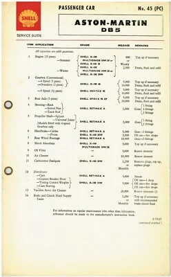 Tabla de lubricación de carcasa original Aston Martin DB5 CUPÉ 1963-65 Foto 1 de 2