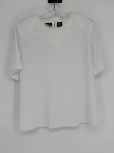Camicia donna Laura Scott bianca impreziosita a maniche corte ricamata taglia media - Foto 1 di 5