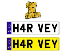 2 x KIDS PERSONALISED NUMBER PLATES CHILDREN RIDE ON CAR SELF ADHESIVE STICKERS