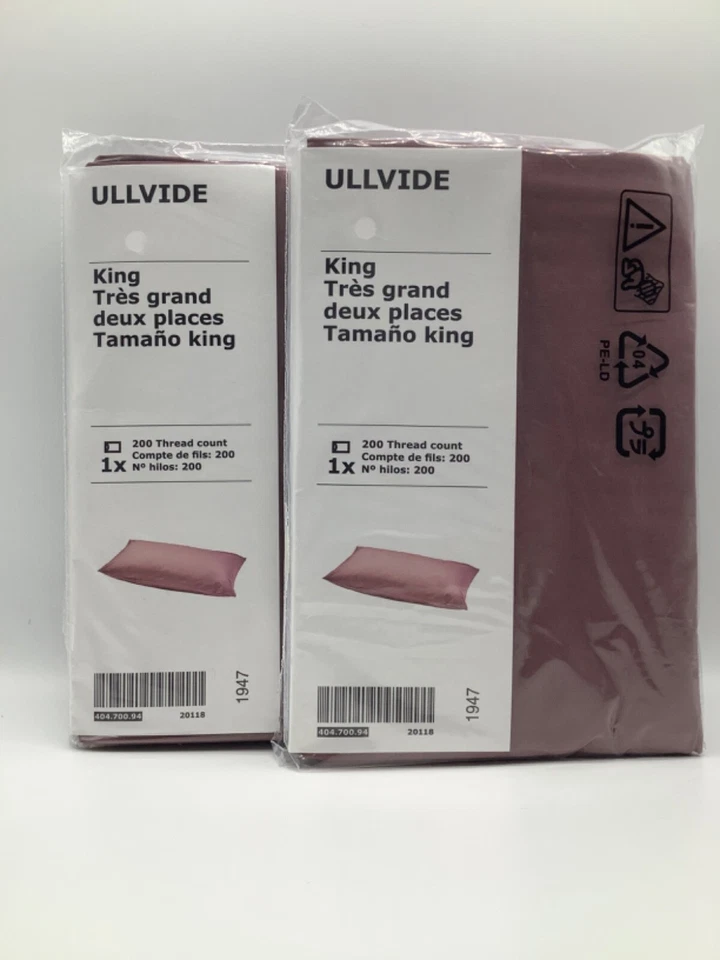 Set of 2 - IKEA ULLVIDE King Pillowcase 200 TC Dark Pink 404.700.94