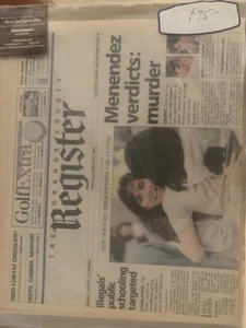 Menendez brothers GUILTY original California newspaper - Picture 1 of 1
