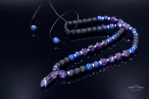 Collar hombre piedra preciosa lapislázuli amatista ónix hematita 51 cm - Imagen 1 de 6