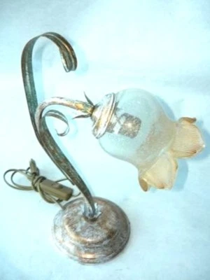 Lamp Lampshade Bedside Table Wrought Cast Iron Foto 1 de 2