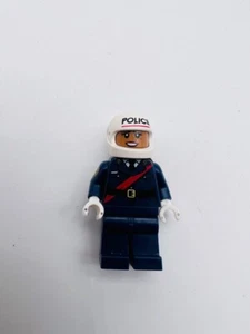 Vintage LEGO Minifigure Navy Blue Black POLICE Officer White Helmet - Imagen 1 de 3