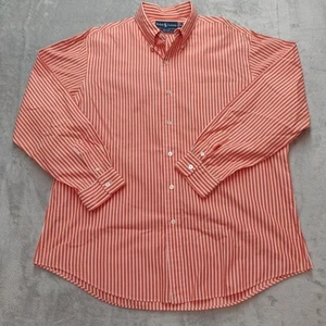 Ralph Lauren Custom Fit Fine 2 Ply 100s Button Down Shirt Salmon Stripes Vtg XL - Picture 1 of 9