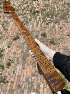 AAAA Jazz BASS 20Frets Roasted Flame Maple manico chitarra J-Bass 34 pollici dado osseo - Foto 1 di 8