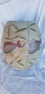 Krösselbach VASE Fischmaul Unterwasser-Szene Fische handgemalt 50er  33cm - Bild 1 von 4