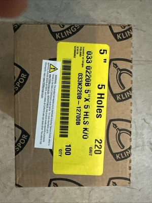 Disco de lijado Klingspor 5” 5 agujeros 220 grano CANTIDAD 100 033 0120C 5”x5 HLS K/O  Foto 1 de 4