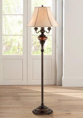 Traditional Floor Lamp Lush Bronze 4-Light Bell Shade For Living Room Reading - Image 1 of 4