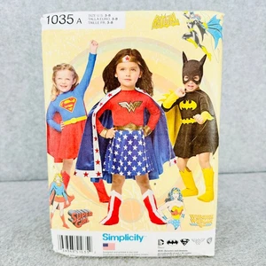 Simplicity 1035 Supergirl Wonder Woman Batgirl Costume Cosplay Girls 3 8 Pattern - Picture 1 of 4